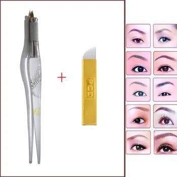 Руководство татуировка перо PCD татуировки брови Microblading ручка татуаж с 2 шт. лезвия microblading инструмент tebori ручка - купить со скидкой