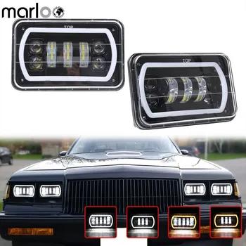 Marloo новый стиль автомобиля светодио дный 4X6 светодиодные фары Белый Halo DRL Янтарный указатель поворота морской светодио дный светодиодный лу... - купить со скидкой