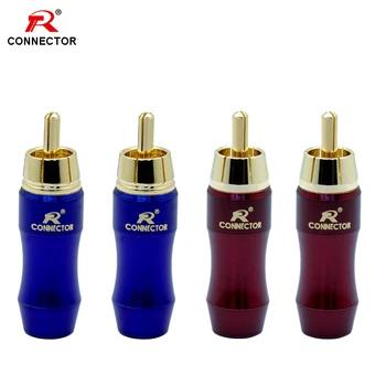 1 пара RCA разъем позолоченный RCA штекер адаптер видео/аудио провода разъем поддержка мм 6,5 мм кабель синий и красный R разъем - купить со скидкой