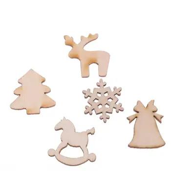 30 шт./лот 5 различных конструкций натурального дерева рождественские украшения олени Дерево Хлопья снега Rocking Horse картины Рождество Декор