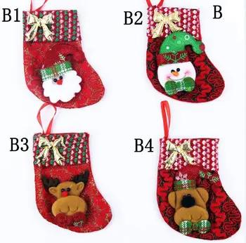 Рождественские украшения елки чулки Декор Конфеты Носок Санта узор подарок Стиль случайный - купить со скидкой