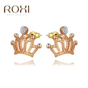 ROXI бесплатная доставка Рождественский подарок Корона Серьги для Для женщин Brincos Grandes розовое золото Цвет серьги Модные украшения - купить со скидкой