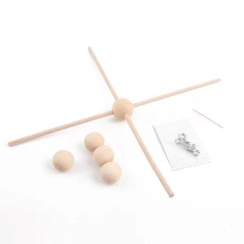 5 компл.. пищевой круглый деревянный мобильный вешалка для детской одежды кровать детские DIY дерево с рамками поддержка мобильного натураль... - купить со скидкой