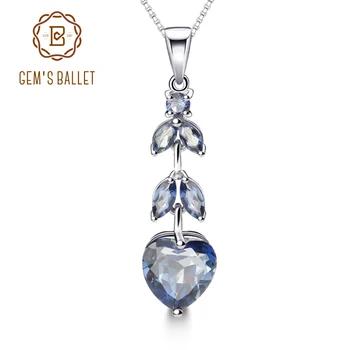 Gem балетки 925 пробы серебро 3.94Ct натуральные иолиты синий мистик кварц драгоценный лист кулон Цепочки и ожерелья для Для женщин Fine Jewelry - купить со скидкой