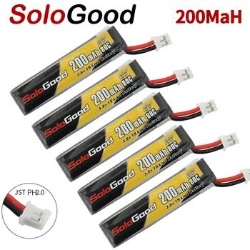 5 шт. SoloGood Lipo батареи 1 S 3,8 в 200 мАч 80C перезаряжаемые батарея с PH2.0 разъем для Indoor Racing Drone игрушка - купить со скидкой