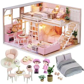 Кукольный дом мебель миниатюрный кукольный дом DIY миниатюрный дом комната коробка театр игрушки для детей наклейки DIY Кукольный дом G - купить со скидкой
