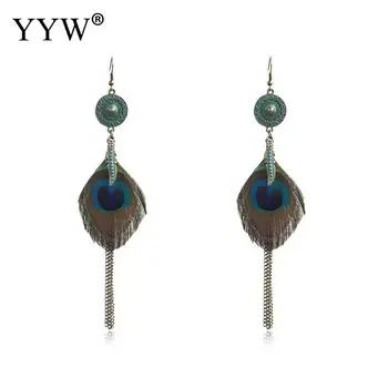 Этнические серьги с перьями павлина Для женщин букле D'Oreille Femme 2018 Серьги Pendientes Винтаж Boho серьги для Для женщин украшения подарок - купить со скидкой