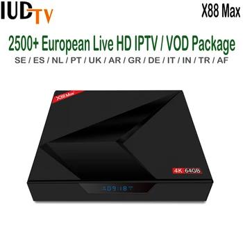 Швеция каналы IP ТВ Box Android 9,0X88 Max один год Нидерланды Испанский Французский турецкий Польша Португалия Live IUDTV подписки - купить со скидкой