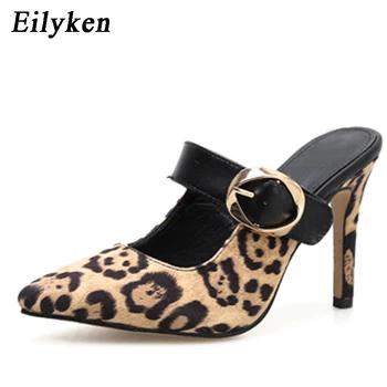 Eilyken 2019 новые женские пикантные леопардовые туфли лодочки сандалии для девочек слайды на высоких каблуках тонкий каблук 10 см острый носок Д... - купить со скидкой
