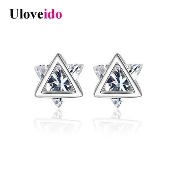 Uloveido скидка 5% гексаграмма серьги стержня для Для женщин Белый Циркон Серебро 925 ювелирные серьги с камнями серьги милые колошения LR091 - купить со скидкой
