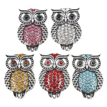 10 шт./лот новые кнопки Jewelry Симпатичные Сова Кристалл Rhinestone 18 мм кнопки подходящие защелки браслет браслеты DIY Аксессуары - купить со скидкой