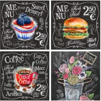 5D поделки алмазов картина письмо Пейзаж Вышивка крестом Алмазная мозаика Кофе burger алмаз вышивка стразами Рождественский подарок - купить со скидкой