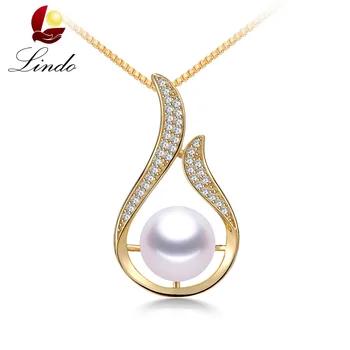 925 пробы серебро Для женщин ожерелья и кулоны 100% натуральный пресноводный жемчуг 9-10 мм/45 см золото Цвет чистый серебряные ювелирные изделия ... - купить со скидкой