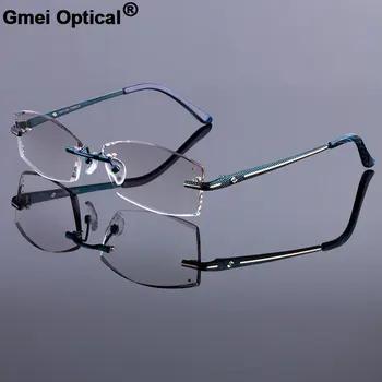Изящные Для мужчин Стиль Frame Для женщин Титан сплава оптически рамка Diamond обрезки вырезать очки без оправы с градиентом оттенок линзы - купить со скидкой