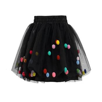 Красочные Детские Девушки Пром юбки дети эластичный пояс помпоном Pettiskirt Тюль Мини принцессы юбка для девочек детей Костюмы - купить со скидкой
