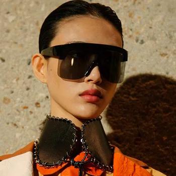 Модные солнцезащитные очки без оправы с козырьком для женщин брендовая Дизайнерская обувь негабаритных щит Защита от солнца очк - купить со скидкой