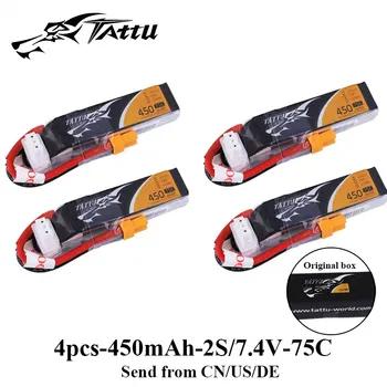 4 шт. Tattu 7,4 В Lipo Батарея 450 мАч 75C-150C 2 S с XT30 подключить батареи для 120 Размеры FPV Racing Дрон в помещении Racer - купить со скидкой