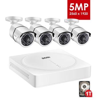 ZOSI 4CH Super HD 5MP домашняя система безопасности камеры с 1 ТБ жесткий диск и (4) 5.0MP 1920 P (2560TVL) всепогодный камеры видеонаблюдения