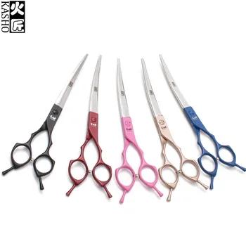 7 "JP 440C Kasho поставки животных собак Up изогнутые ножницы кошки Уход за лошадьми ножницы Профессиональные ножницы для домашних животных изгиба... - купить со скидкой