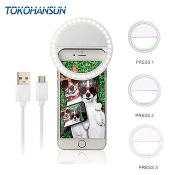 TOKOHANSUN зарядка через Usb селфи кольцо индикатор телефона лампа Объективы светодио дный телефонов LED Sefie лампа Flash Iphone samsung Xiaomi - купить со скидкой