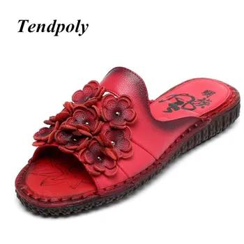 2018 лето новый национальный ветер кожа на мягкой подошве женские сандалии в стиле ретро тенденция простой и удобная обувь на плоской подошве... - купить со скидкой