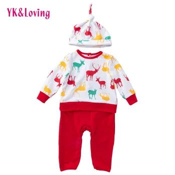 2018 с длинными рукавами для малышей рождественские штаны для новорожденных Для маленьких мальчиков одежда костюм хлопок Лось Printed одежды кр... - купить со скидкой