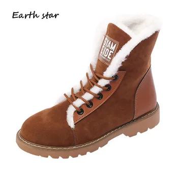 Botas mujer повседневная женская обувь модные брендовые теплые зимние сапоги дамские chaussure Новинка зимы женские с мехом обувь кросс-ботинки на ш... - купить со скидкой