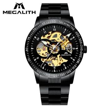 MEGALITH Топ Элитный бренд механические часы для мужчин Военная Униформа Спорт непромокаемые для мужчин часы Автоматические полые наручны... - купить со скидкой