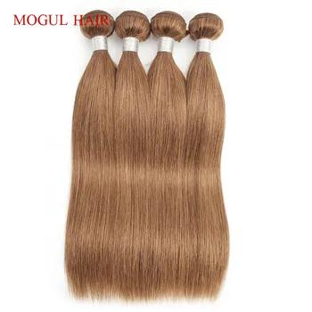 MOGUL волос Цвет 30 Рыжий Коричневые Мягкие индийские прямые волосы Weave Связки 2/3/4 Связки Реми натуральные волосы расширение 18-24 дюймов - купить со скидкой