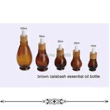 10ml20ml30ml50ml100ml косметический коричневый Calabash Стекло эфирное масло капельницы, бамбук Портативный Красота янтарь аромат флаконы - купить со скидкой