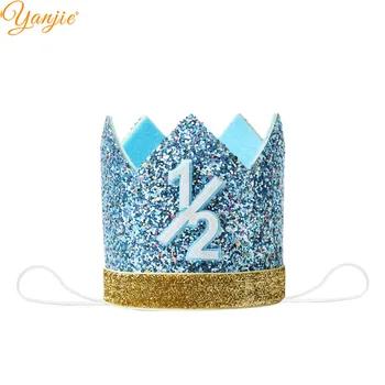 4 ''Принцесса Корона Коренастый Блеск мальчик/девочка 1st 1/2th день вечерние рождения корона Вечеринка повязка для девочек шляпа аксессуары дл... - купить со скидкой