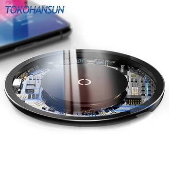 TOKOHANSUN 10 W Qi Беспроводной Зарядное устройство для IPhone X/XS Max XR 8 плюс заметным элементом Беспроводной зарядного устройства для samsung S8 S9/S9 + - купить со скидкой