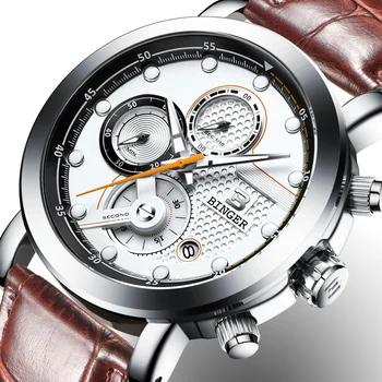 Relogio Masculino BINGER для мужчин s часы Элитный бренд хронограф кварцевые часы для мужчин Световой для мужчин наручные часы reloj hombre B-9017M2 - купить со скидкой