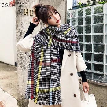 Шарфы для женщин для толще классический ретро плед Корейский стиль большой шаль Простой Мода кисточкой элегантный - купить со скидкой