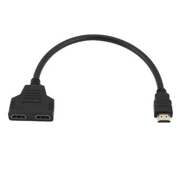 2018 Горячая оптовая продажа шт. 1 шт. цена черный HDMI 1 до 2 Splitter кабель мужчин и женщин M/F 1 в 2 из адаптер конвертер - купить со скидкой