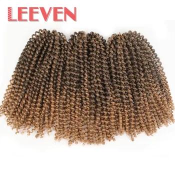 Leeven 8 inch странный вьющиеся вязанная косами волос Синтетические плетение волос Marlybob 60strands/блок высокого Температура волокно - купить со скидкой