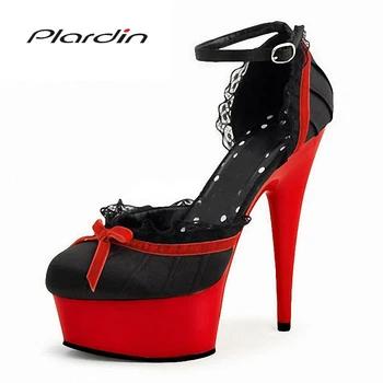 Plardin/Большие размеры 35-46, пикантные женские туфли-лодочки из шелка с бантом-бабочкой на высоком каблуке 15 см, на платформе 5 см, вечерние для н... - купить со скидкой
