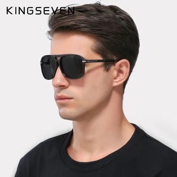 KINGSEVEN UV400 солнцезащитные очки Для мужчин Ретро мужской Goggle Солнцезащитные очки для Для мужчин модные брендовые Роскошные Зеркало Оттенки Ó... - купить со скидкой