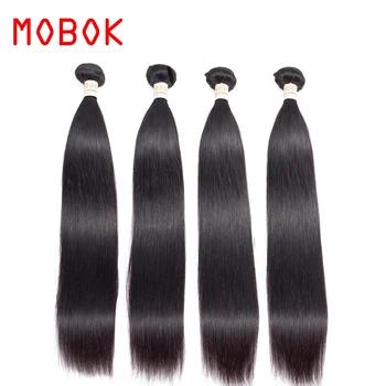 MOBOK 4 шт. монгольской прямые волосы Связки Weave Расширение не Реми 100% человеческих волос 8-26 дюйм(ов) натуральный Цвет волос Бесплатная доставк... - купить со скидкой