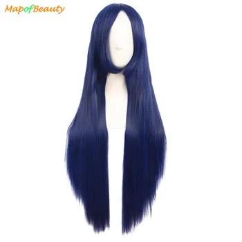 Долгое время прямые женские парики для косплея темно-синий 80 см 32 inch костюм вечерние женские Хэллоуин жаропрочных синтетических волос - купить со скидкой