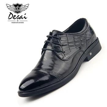 DESAI бренд классический Шарм кожаные туфли с натуральным лицевым покрытием Для мужчин Англия Обувь в деловом стиле Черный Формальные Свадеб... - купить со скидкой