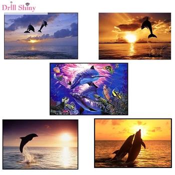 Diy 5D Вышивка с кристаллами полный смолы мозаичный Рисунок Дельфин горный хрусталь ручной работы животных ремесла - купить со скидкой