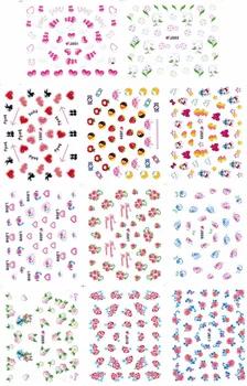 11 пакетов/лот 3D моделирование любовника Валентина цветок самоклеящихся ногтей татуировки наклейки J001-011 - купить со скидкой