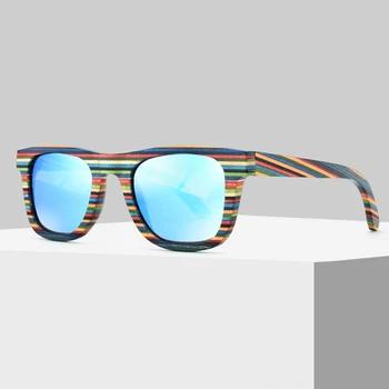 Мода красочные Радуга деревянный поляризованных солнцезащитных очков кадр UV400 Sunwear поляризовать Sunwear для Для мужчин и Для женщин зеркальное... - купить со скидкой
