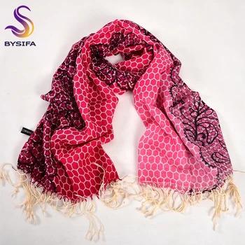 [BYSIFA] Зима Серый Розовый плед шарфы для женщин Обертывания для Новое поступление бренд 100% шерсть длинный шарф шаль Осень кисточк - купить со скидкой