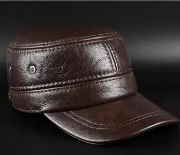Новый Досуг для мужчин кожа Kepi зима теплая шапка с ушками остроконечные кепки - купить со скидкой