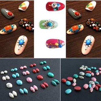 20 штук Мода японский Стиль естественные трещины stoneTurquoise ногтей Книги по искусству со стразами - купить со скидкой