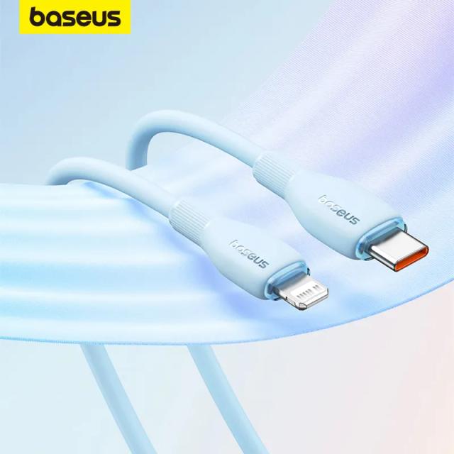 Кабель Baseus USB C для IPhone 14, 13, 12, 11 pro Max, XS, 20 Вт, кабель для быстрой зарядки типа C с подсветкой, провод для передачи данных для iPad, Macbook, TPE - купить со скидкой