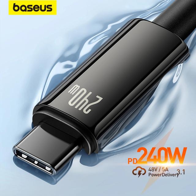 Кабель Baseus 240 Вт USB Type C для Realme Samsung S23 Huawei PD3.1 Supercharge 5A, быстрое зарядное устройство Type C для Macbook, ПК - купить со скидкой
